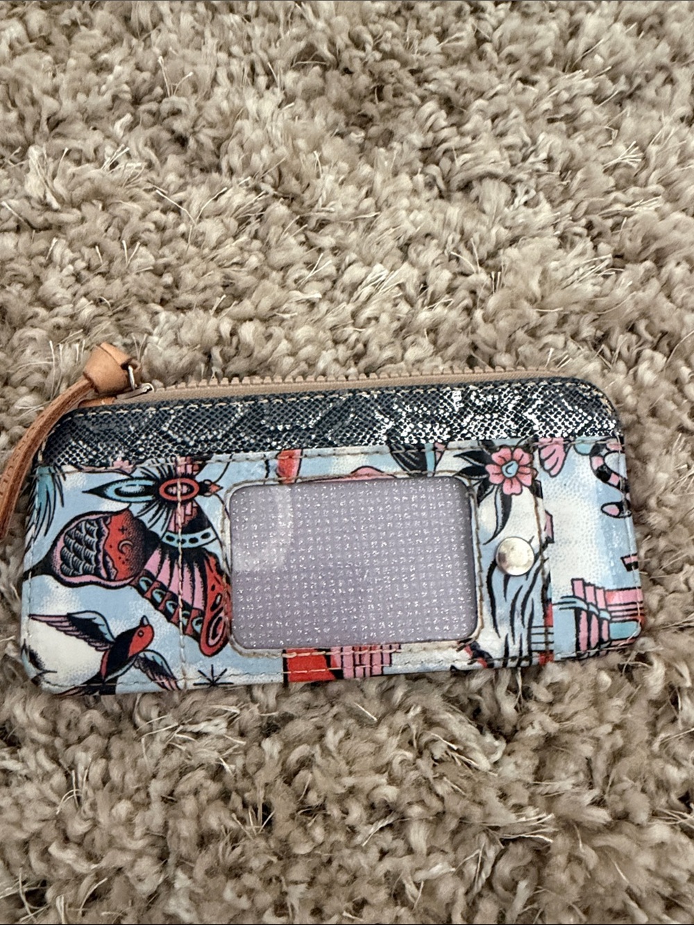 Consuela Blue Pink Patterned Zip Wallet - Picture 2 of 2